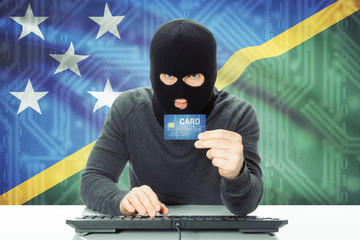 Concept of cybercrime with national flag on background - Solomon Islands