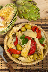 Marinated Artichoke Salad. Selective focus.