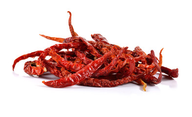 dried red chili pepper on white background