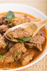 Mutton, curry powder, curry bowl.