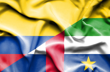 Waving flag of Central African Republic and Columbia