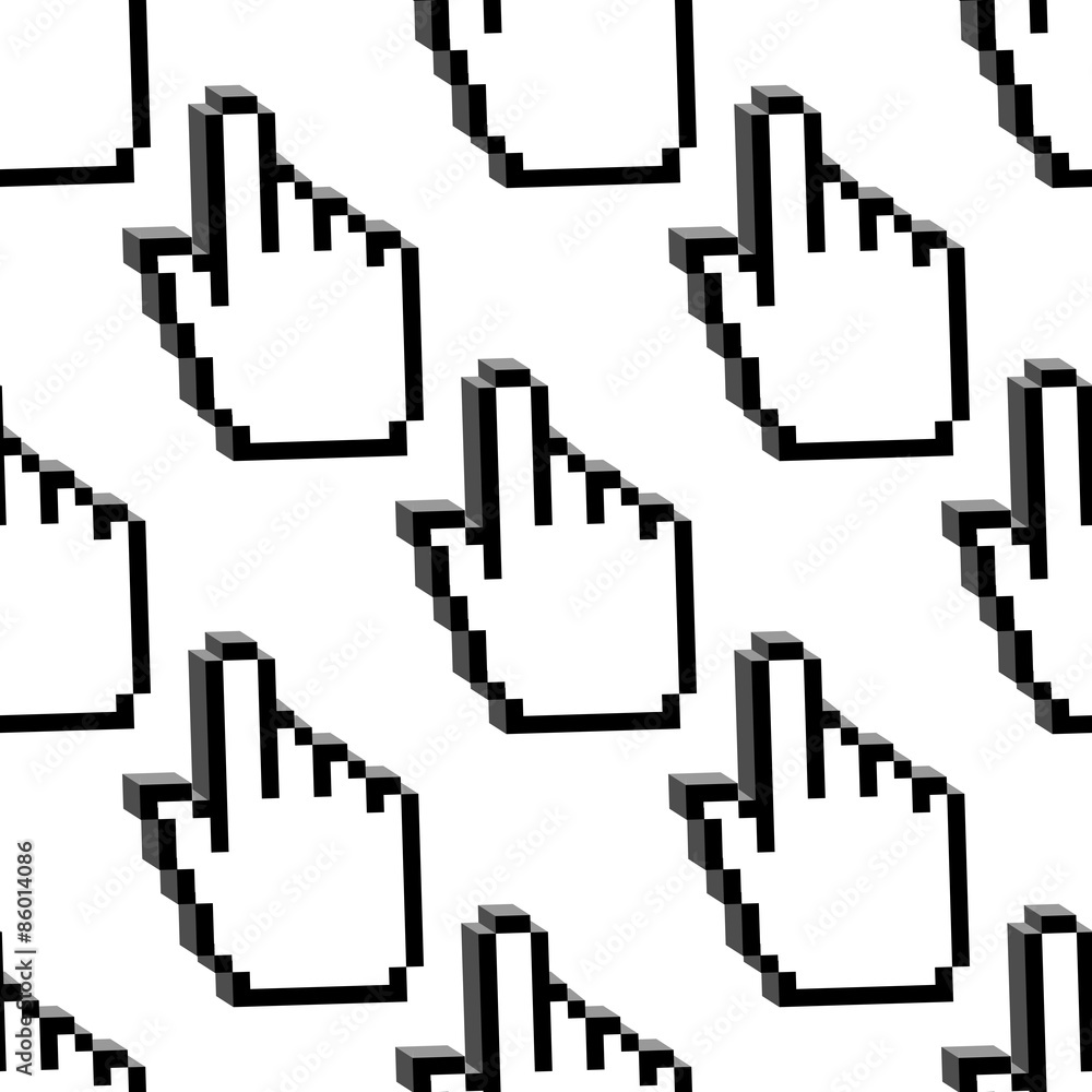 Poster pixelated cursor hands seamless pattern