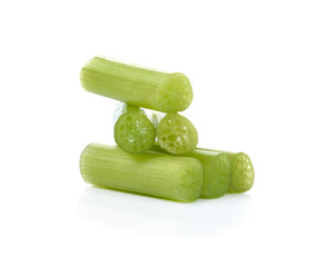 Lotus stem for cooking on white background.