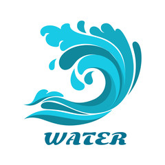 Curling ocean wave abstract symbol