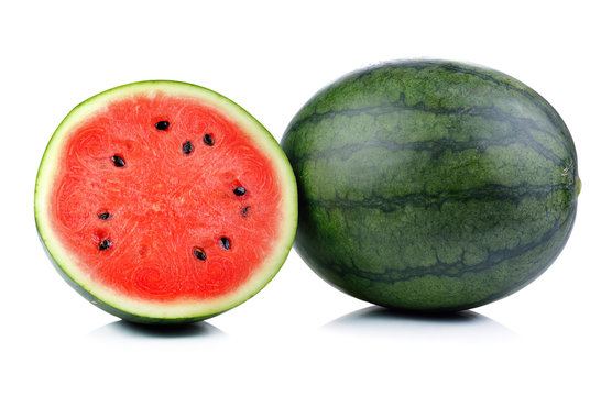 Ripe water melon on white background