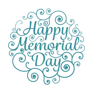 Memorial day card circle typographical with hand drawn. vector illustration.