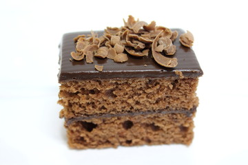  Chocolate sponge cakes on white plate.
