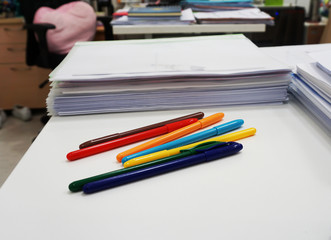 Multicolor pens  and documets