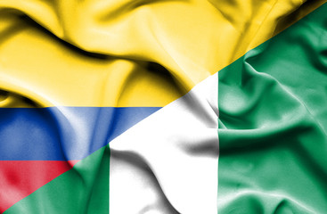 Waving flag of Nigeria and Columbia