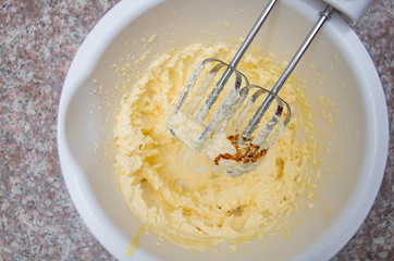 Dough blending in bowl