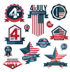Badge and label set, independence day, vector illustration