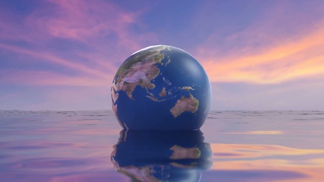 World floating on the sea.