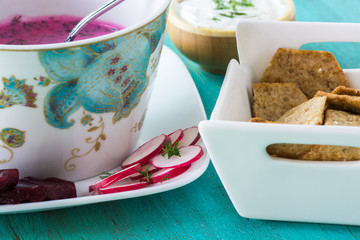 Cold beet root soup.