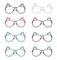 isolated eyes glasses, colorful eyes glasses, eyes glasses vector