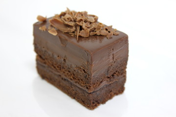  Chocolate sponge cakes on white plate.