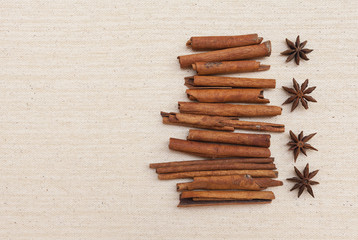 Spice on canvas texture background