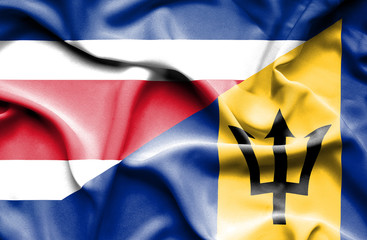 Waving flag of Barbados and Costa Rica