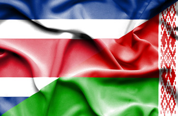 Waving flag of Belarus and Costa Rica