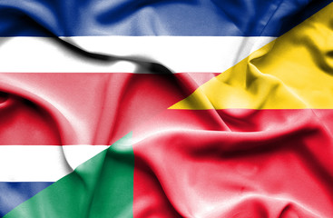 Waving flag of Benin and Costa Rica