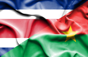 Waving flag of Burkina Faso and Costa Rica