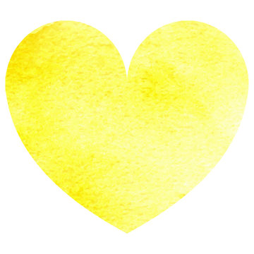 Watercolor Vector Yellow Heart Isolated