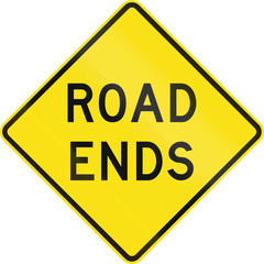 Australian warning traffic sign - Road ends