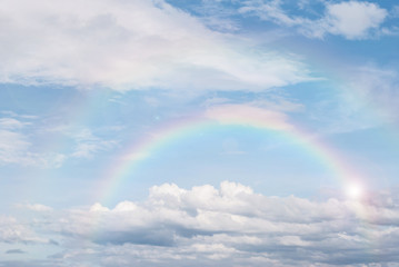 Fototapeta na wymiar rainbow in the blue sky after the rain, for background