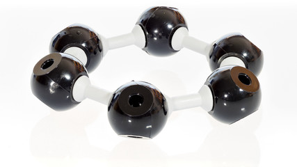 Balls and rods make up a carbon molecule