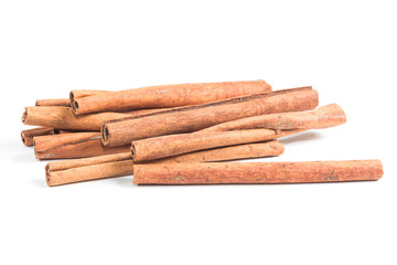 Cinnamon sticks on white background
