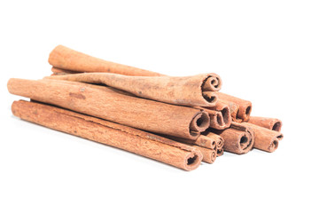 Cinnamon sticks on white background
