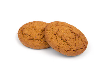 Oat cookies closeup on white background