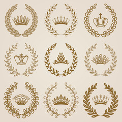 Luxury gold labels with laurel wreath