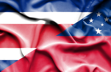 Waving flag of Samoa and Costa Rica