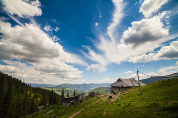 Old wooden traditional house in the mountains