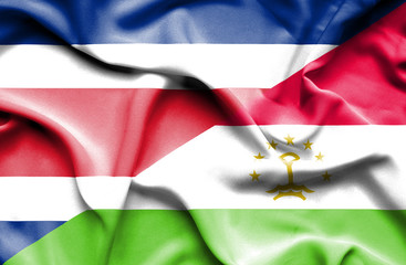 Waving flag of Tajikistan and Costa Rica