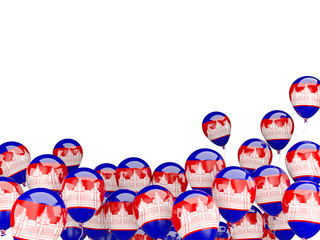 Flying balloons with flag of cambodia
