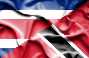 Obraz premium Waving flag of Trinidad and Tobago and Costa Rica