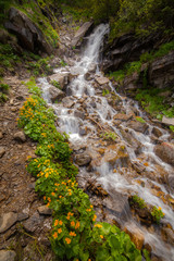Beautiful small waterfall In Mountains, Ukraine.