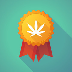 Long shadow badge with a marijuana leaf