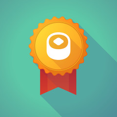 Long shadow badge with a piece of sushi