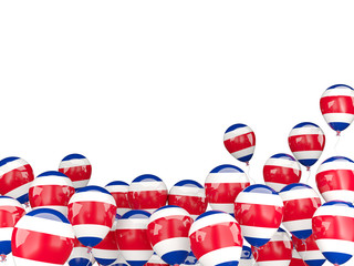 Flying balloons with flag of costa rica