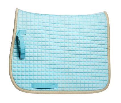 Dressage Blue Saddle Pad Isolated On White