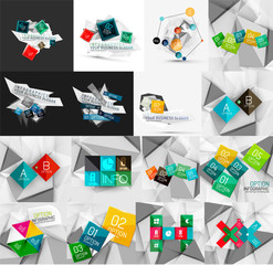 Set of light, paper design option infographic banner templates