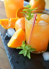 refreshing drink orange and mint
