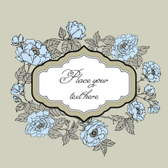 Vintage floral frame whith roses flowers