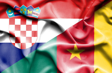 Fototapeta premium Waving flag of Cameroon and Croatia