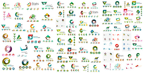 Logo mega collection, abstract geometric business icon set