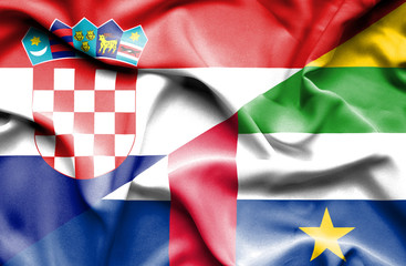 Waving flag of Central African Republic and Croatia