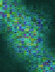 Heart shape mosaic in green spectrum