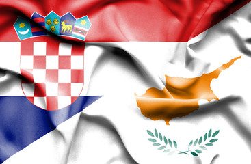 Waving flag of Cyprus and Croatia